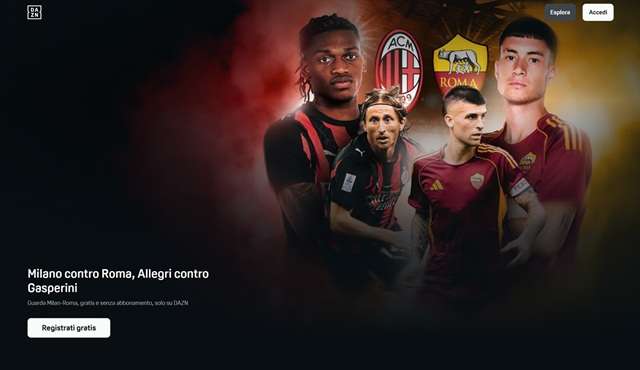 milan roma registrati gratis su dazn