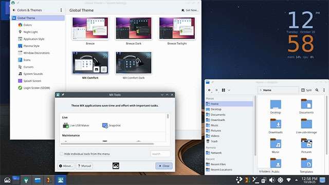 MX Linux con ambiente desktop KDE Plasma