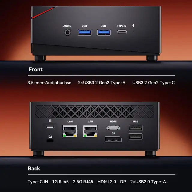 NiPoGi AM06PRO: le porte di connessione sul Mini PC