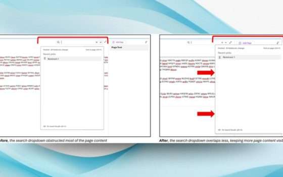 OneNote sposta il menu di ricerca che oscurava l'area di lavoro