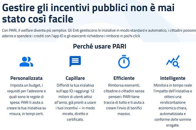 Le caratteristiche della piattaforma PARI per bonus e incentivi pubblici