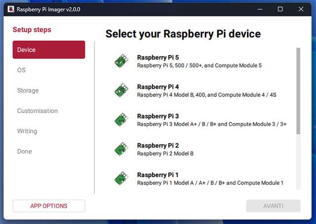L'interfaccia ridisegnata di Raspberry Pi Imager 2.0