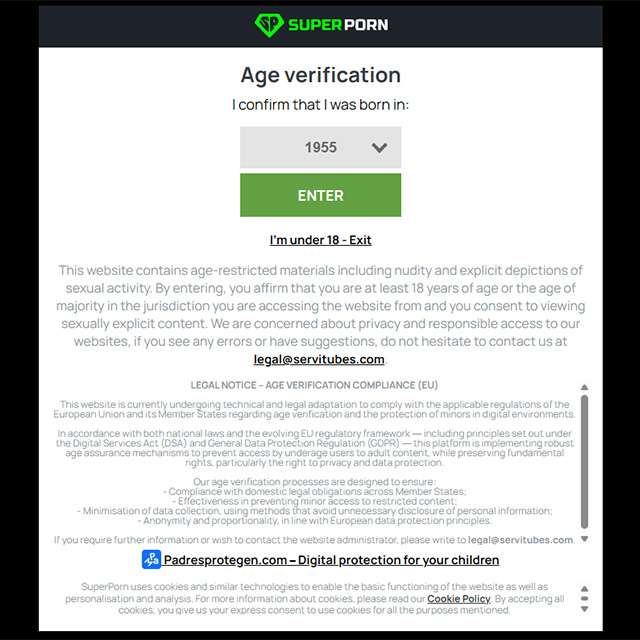 L'age gate di SuperPorn, davvero poco efficace
