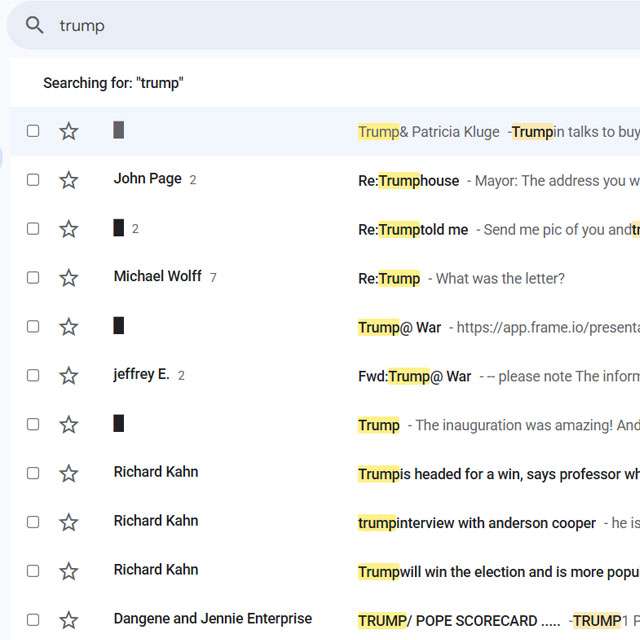 I riferimenti a Donald Trump su Jmail