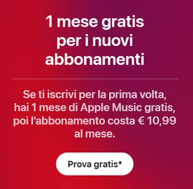 un mese gratis per i nuovi abbonati apple music