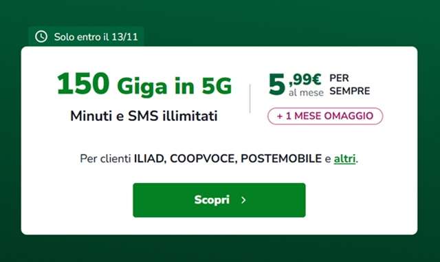 very mobile 5g 5,99 euro fino al 13 novembre