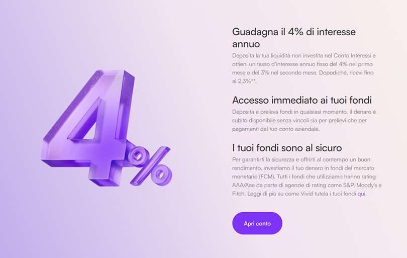 vivid money 4 per cento interessi