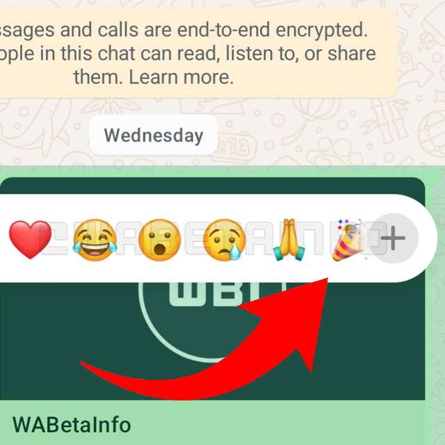 L'emoji party popper tra le reazioni standard di WhatsApp