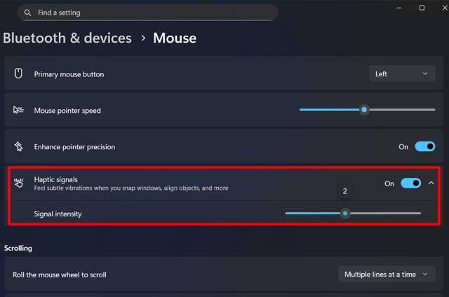 L'opzione per il feedback aptico del mouse in arrivo su Windows 11
