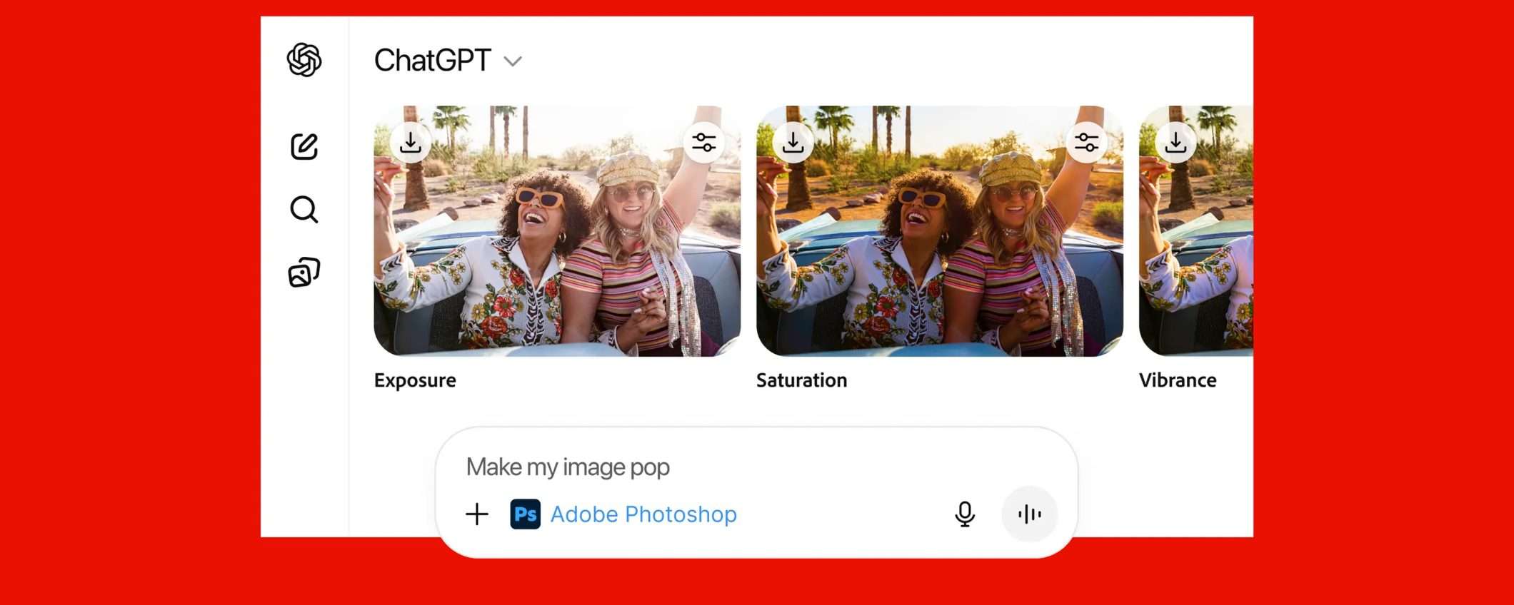 Adobe Photoshop, Express e Acrobat gratis in ChatGPT