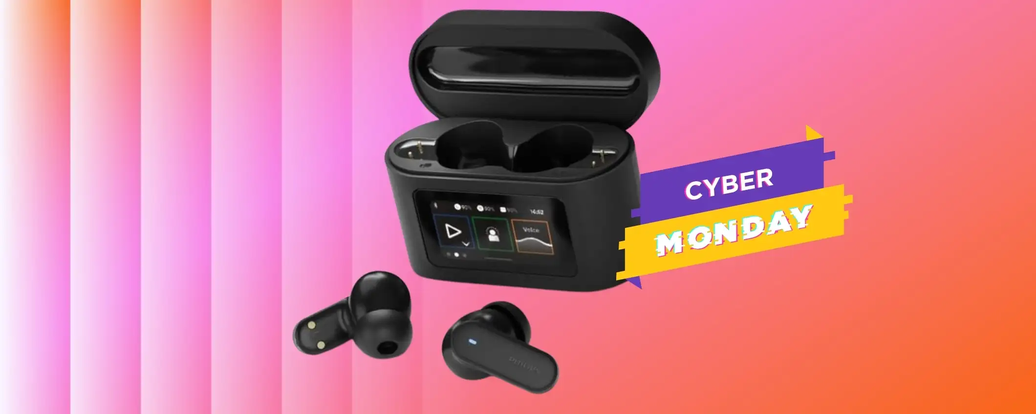 Questi auricolari Philips hanno un display touch e ANC a soli 59€