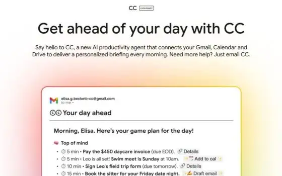 Google CC: l'assistente AI legge le email e organizza la giornata