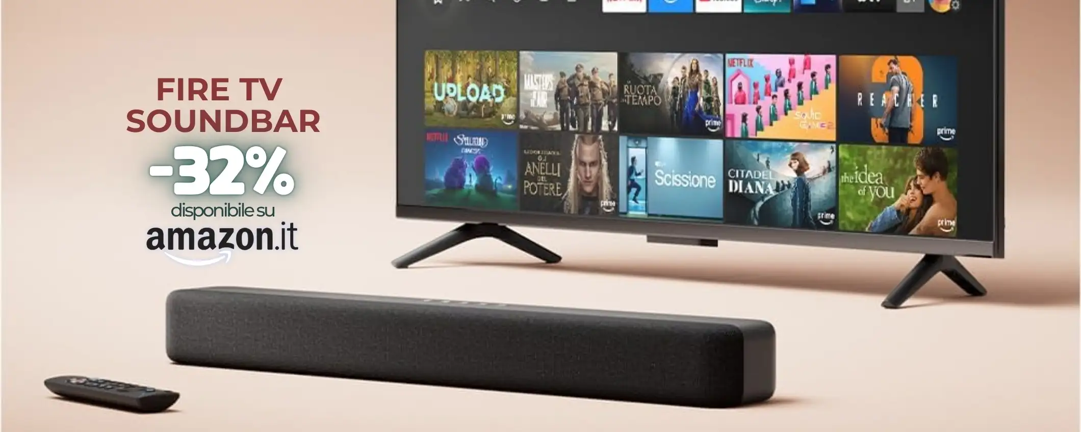 Audio 2.0 con la soundbar Fire TV per il televisore, meno di 95€ ora
