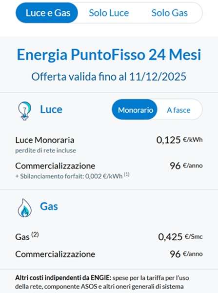 engie energia puntofisso 11 dicembre