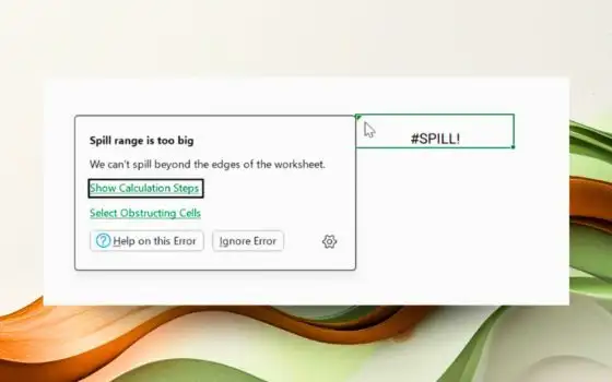 Excel per Windows spiega gli errori con le schede descrittive