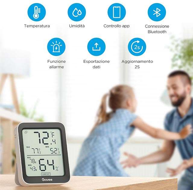Le caratteristiche dell'igrometro e termometro Bluetooth