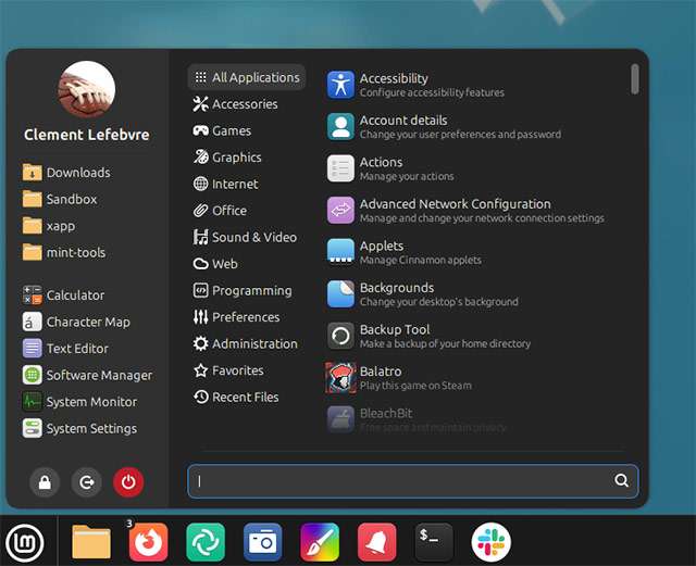 Il nuovo menu Cinnamon di Linux Mint 22.3