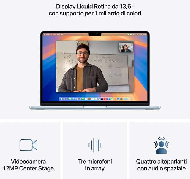 Le caratteristiche del MacBook Air da 13,6 pollici con chip Apple M4