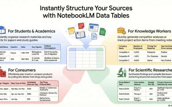 Data Tables su NotebookLM organizza dati disordinati in tabelle