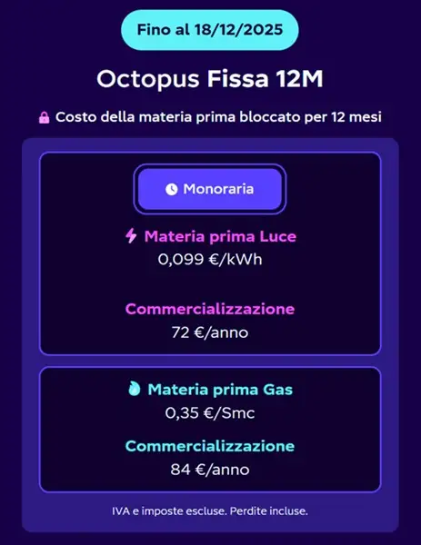 octopus fissa 12 mesi 18 dicembre