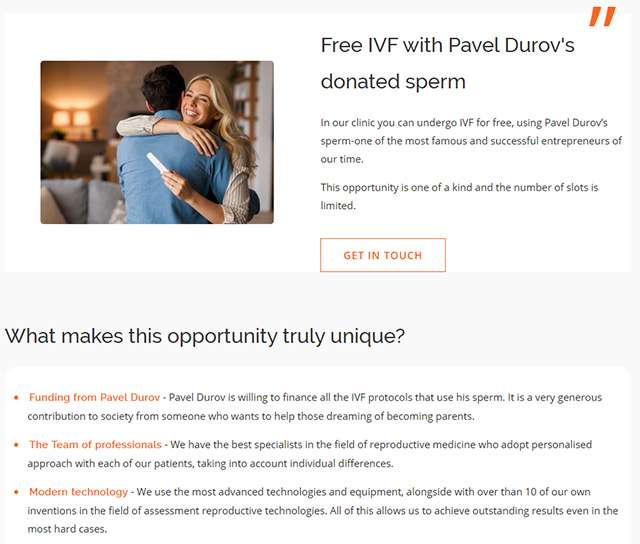 La clinica AltraVita e Pavel Durov