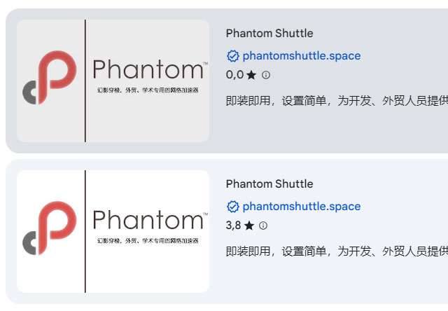 Le estensioni Phantom Shuttle su Chrome Web Store