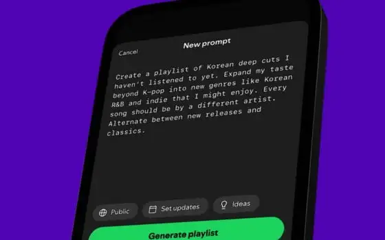 Spotify lancia le playlist suggerite basate su prompt AI