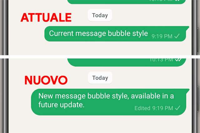 La message bubble di WhatsApp, prima e dopo il restyling