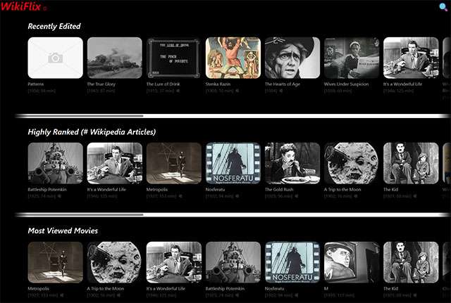 La homepage di WikiFlix