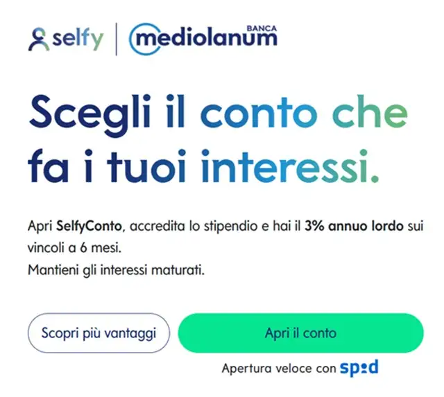 banca mediolanum selfyconto promo gennaio 2026