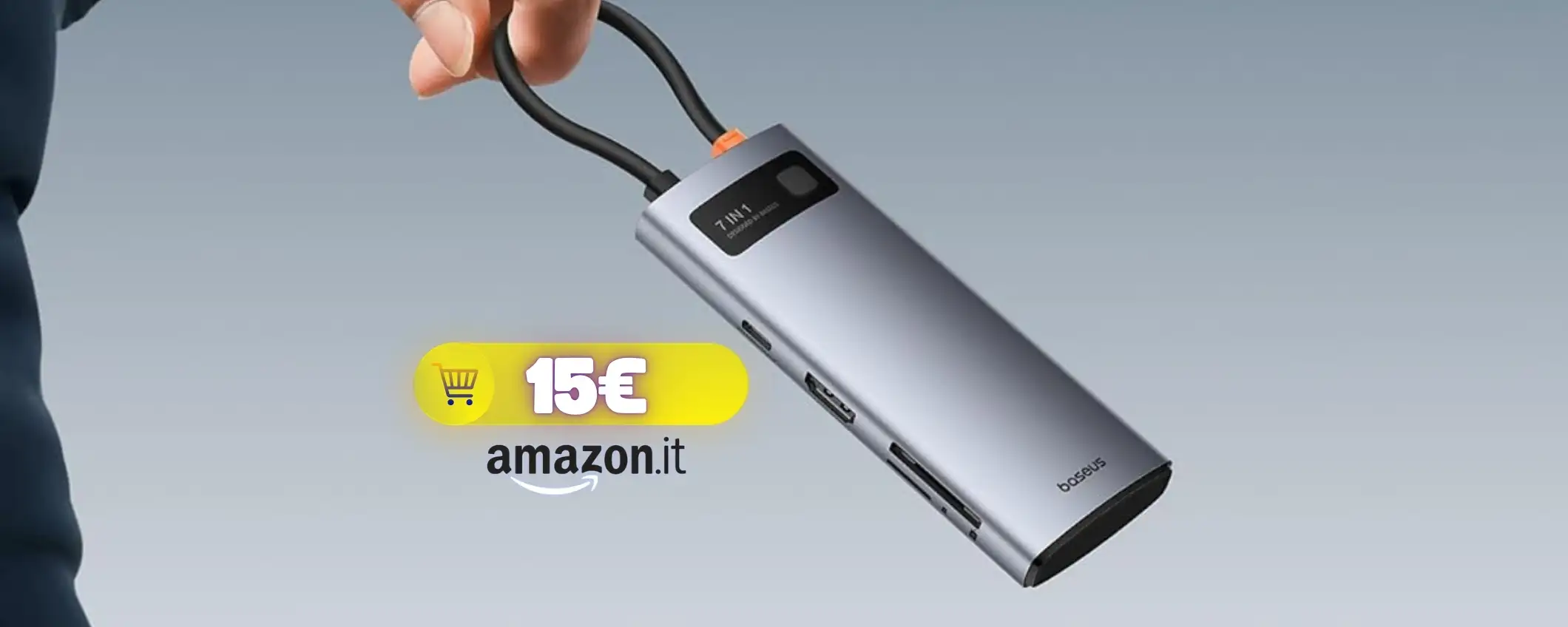 Hub USB C 7in1 per ogni comodità su MacBook e non solo (15€ su Amazon)