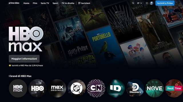 hbo max su prime video