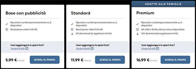 I piani di abbonamento proposti da HBO Max in Italia