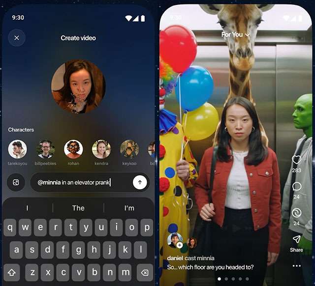 Screenshot per l'app di Sora