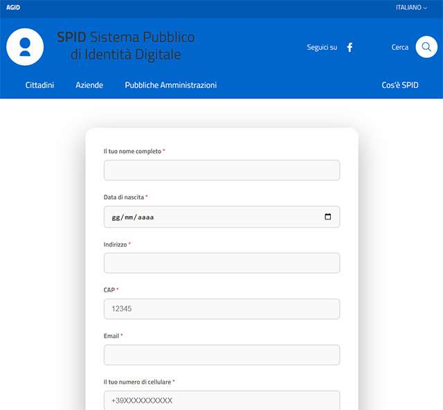Il falso sito di SPID per la campagna di phishing