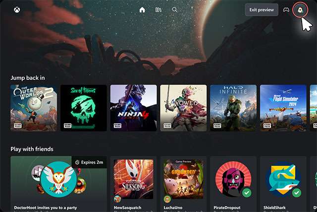 La nuova interfaccia di Xbox Cloud Gaming