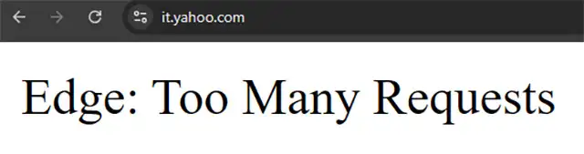 Il messaggio di errore mostrato durante il down di Yahoo
