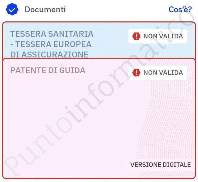 Documenti non validi nell'app IO