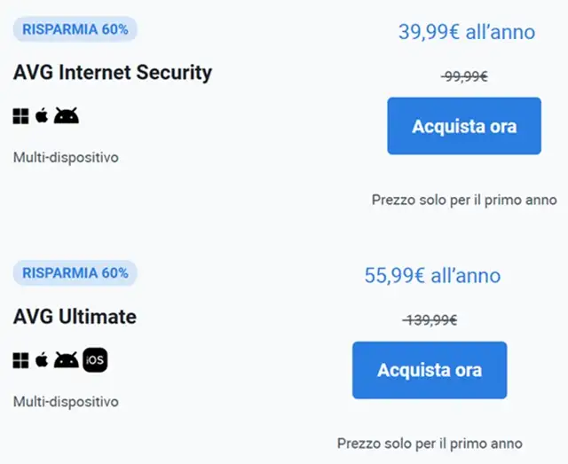 avg sconto 60 per cento