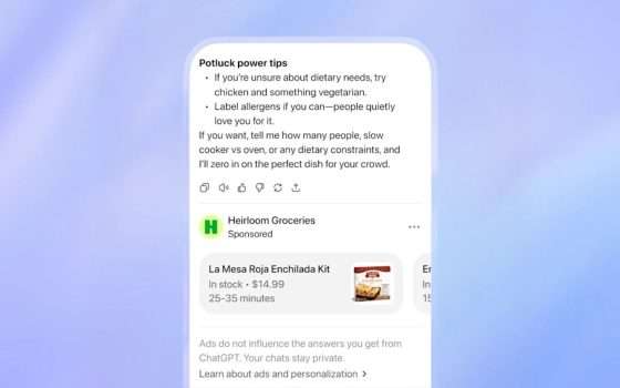 Arriva la pubblicità su ChatGPT Free e Go, cosa cambia