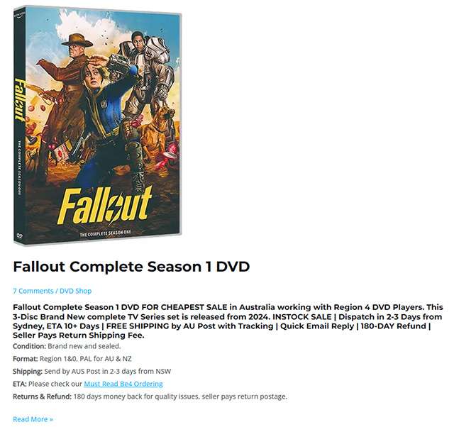 Il DVD pirata con gli episodi della serie Fallout