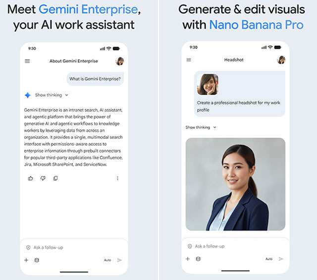Screenshot per l'applicazione Gemini Enterprise