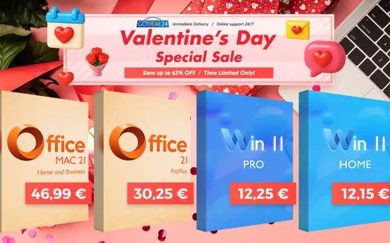 San Valentino: sconti su Windows 11 e Office con licenze originali a vita