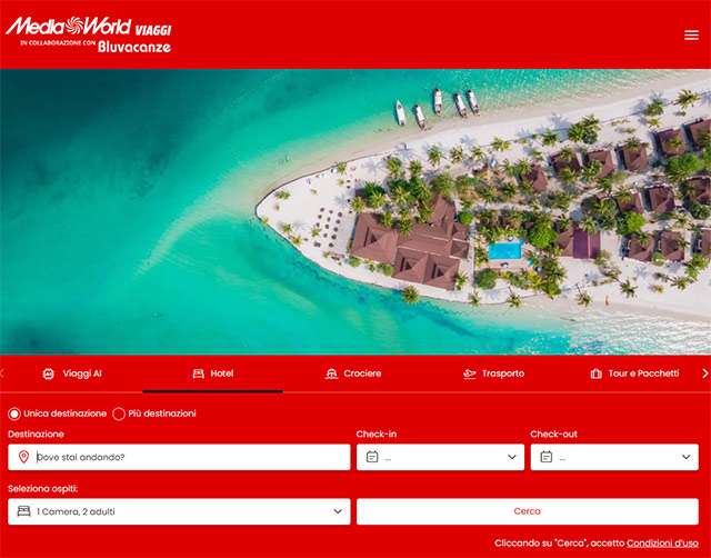 La nuova sezione Viaggi di MediaWorld