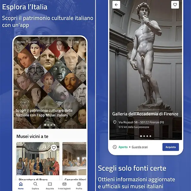 Screenshot per l'app Musei Italiani