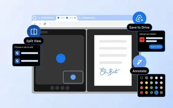 Chrome aggiunge Split View, note sui PDF e salvataggio su Drive