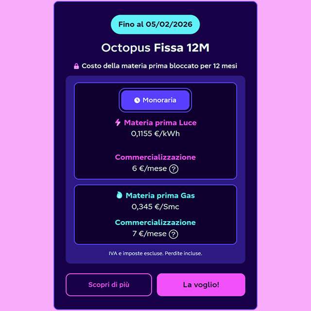 La tariffa Octopus Fissa 12M