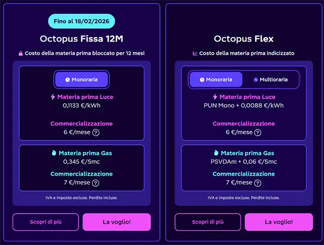 Le tariffe di Octopus Energy