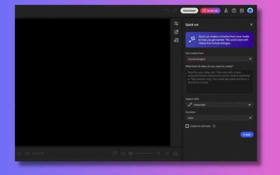 Quick Cut di Adobe Firefly taglia e monta i video con l'AI