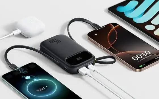 Ricarica ovunque nel formato tascabile: Power Bank da 45W con 2 cavi integrati